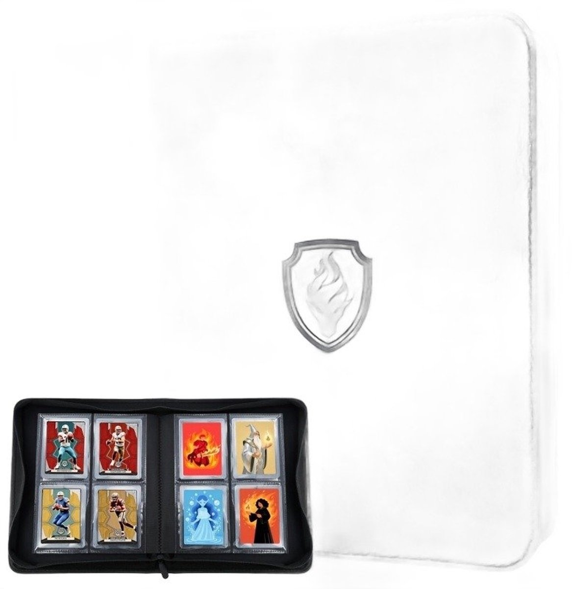 Currero Toploader Binder - Verzamelmap Kaarten - Geschikt voor Pokemon - 4 Pocket - 9 Pocket - 12 Pocket - Trading Card Map - Toploadermap - Grijs