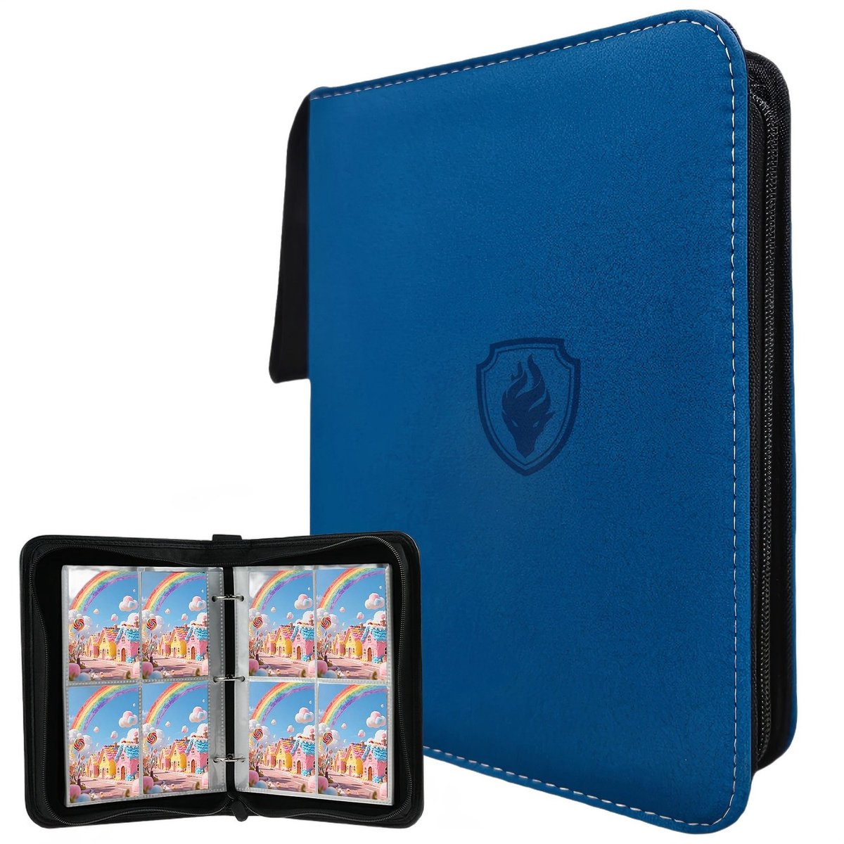 Currero Toploader Binder - Verzamelmap Kaarten - Geschikt voor Pokemon - 4 Pocket - 9 Pocket - 12 Pocket - Trading Card Map - Toploadermap - Blauw - 400 Kaarten