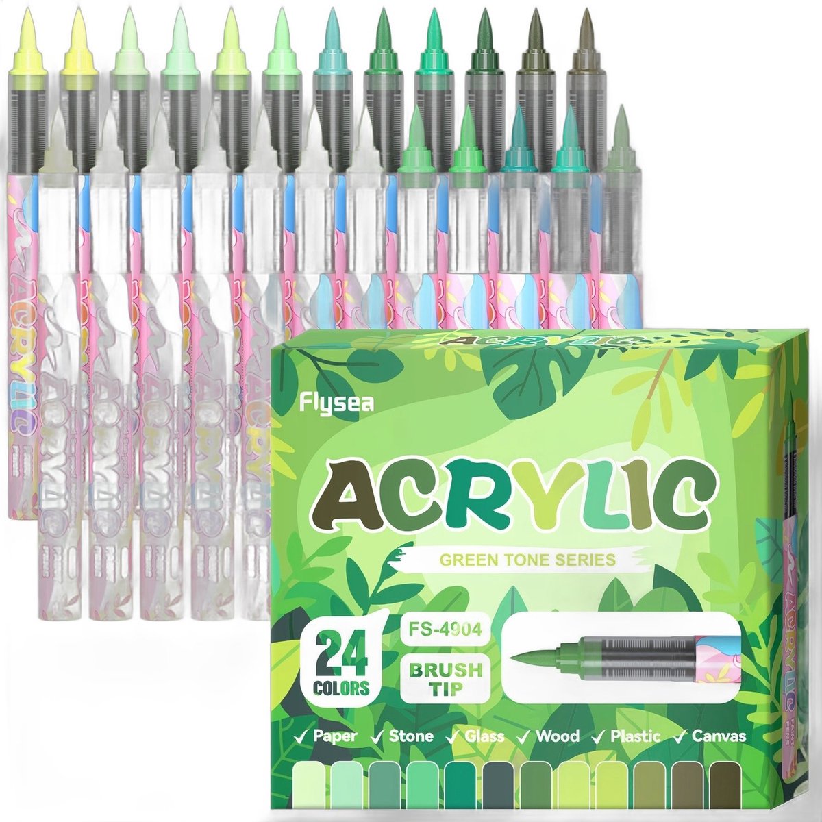 Currero Aquamarkers - Twinmarkers - Brushpennen - Stiften - Markeerstiften Op Waterbasis - Dual Tip - Tekenen En Kleuren - Groen 24st