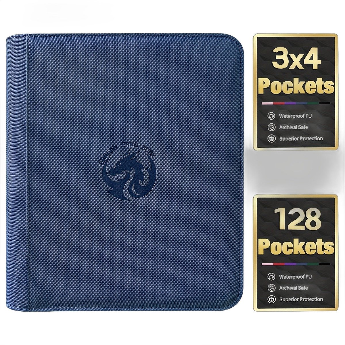 Currero Toploader Binder - Verzamelmap Kaarten - Geschikt voor Pokemon - 4 Pocket - 9 Pocket - 12 Pocket - Trading Card Map - Toploadermap - Blauw - 128 Kaarten