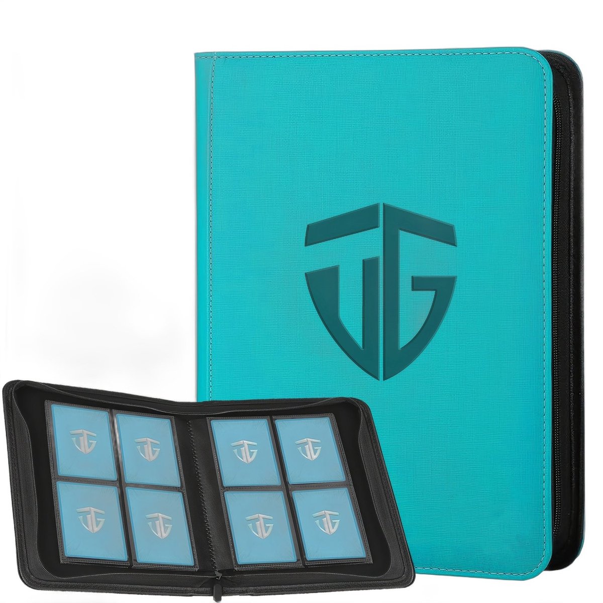 Currero Toploader Binder - Verzamelmap Kaarten - Geschikt voor Pokemon - 4 Pocket - 9 Pocket - 12 Pocket - Trading Card Map - Toploadermap - Blauw Groen - 160 Kaarten