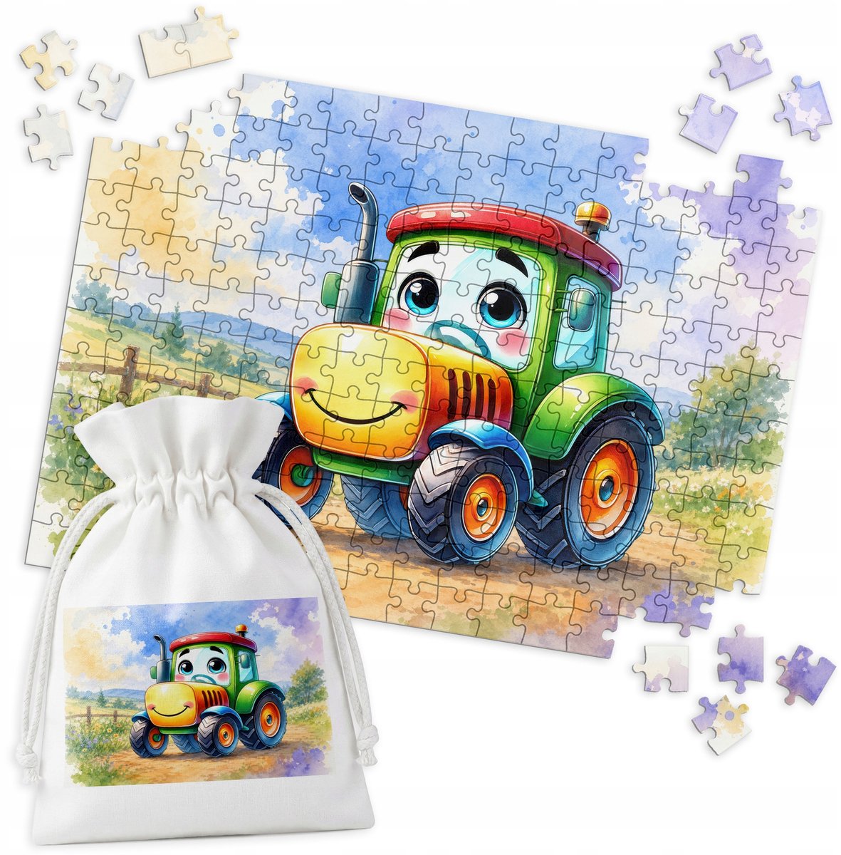 Houten Puzzel - Gelukkige Tractor Boer - 192 Stukjes