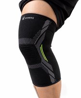 KANGKA Kniebrace met Compressie Maat L – Zwart/Groen – Knie Ondersteuning voor Sport – Elastisch & Ademend – Unisex