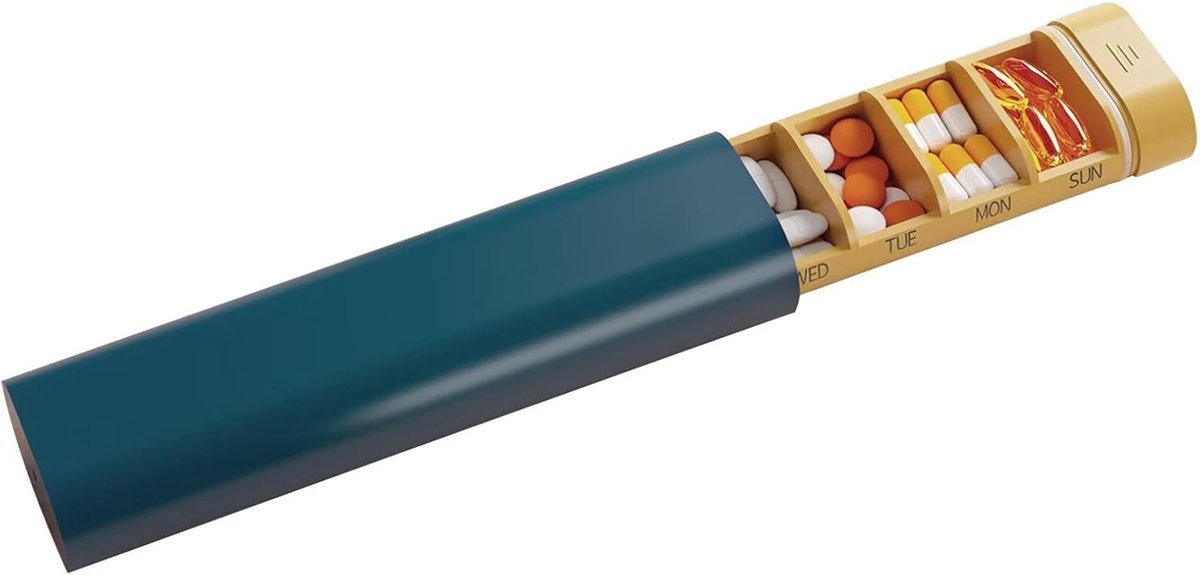 Dagelijkse Medicijn Organizer 7 Dagen, BPA-vrij, Pillendoos voor Vitaminen en Tabletten, Handige Reisset, Blauw