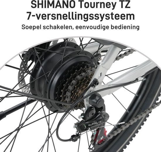 Bekup V2 Elektrische stadsfiets 26 inch - Hoge instap frame - Krachtige 250W achterwielmotor - 45Nm ondersteuning - Lange afstand accu - Shimano 7-speed - LCD-display - Comfortabel dagelijks gebruik - Zilverwit — afbeelding 4
