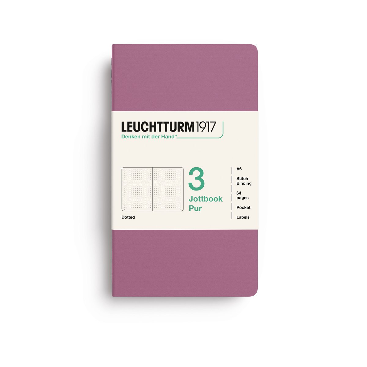 Leuchtturm1917 A6 Jottbook Pur Dotted, set van 3 Dusty Rose