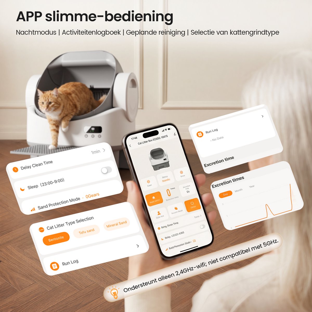 Devoko automatische kattenbak – XXL kattenbak met open en ruim ontwerp, groot 12L opvangreservoir voor kattenbakkorrels, app-bediening op afstand, 8 veiligheidssensoren, voor meerdere katten thumbnail 3