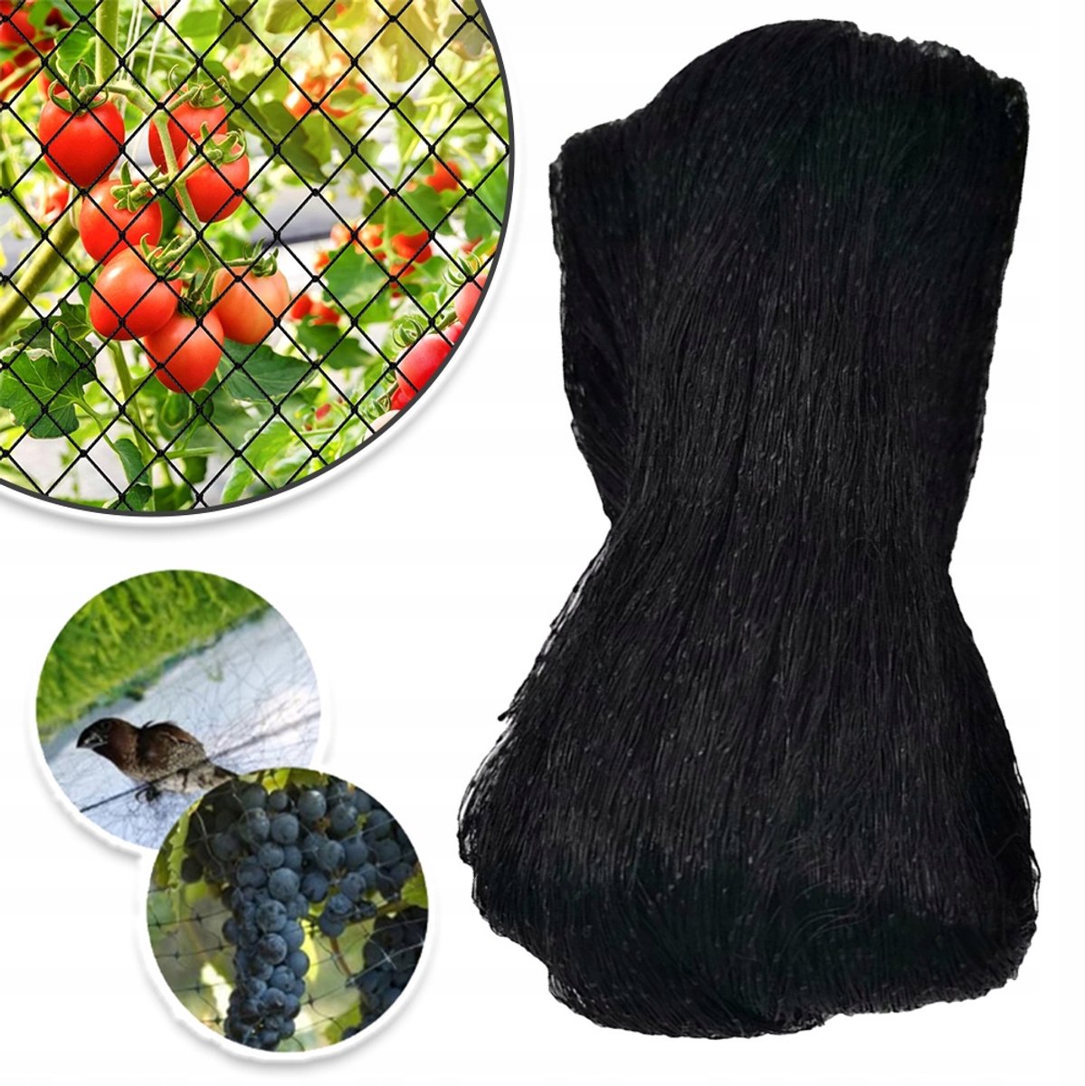 Vogelnet Voor De Tuin 15x15m - 5cm Maaswijdte PE-Materiaal UV- En Weerbestendig Op Maat Te Knippen - Beschermt Groenten En Fruit Zonder Vogels Te Schaden - Zwart