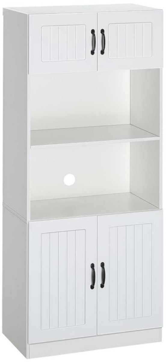 Keukenkast 70 × 40 × 170 cm Wit Spaanplaat Dressoirkast, servieskast en opbergkast met opbergruimte, eenvoudig ontwerp, praktisch en decoratief, stabiel en duurzaam, geschikt voor keuken, woonkamer en eetkamer