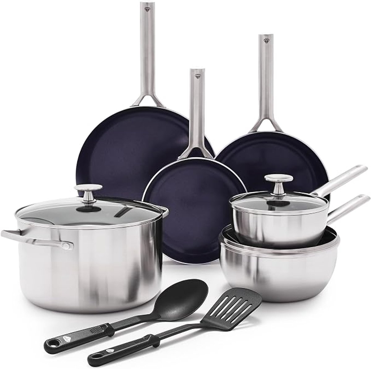 Blue Diamond Triple Steel Keramische Pannenset 11-delig - RVS - Inductie - 20/24/28 cm - PFAS-vrij