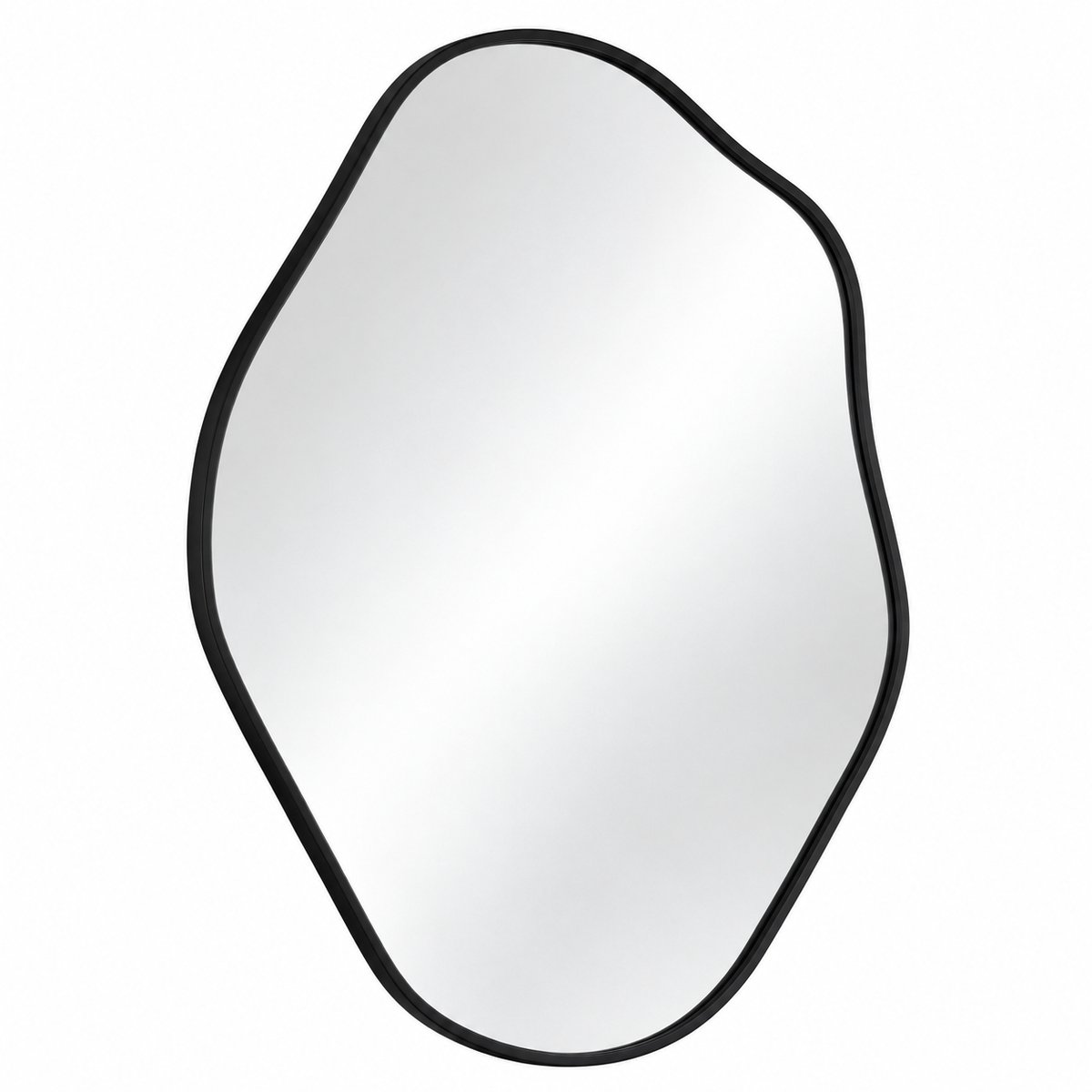 Seth Select Asymmetrische Wandspiegel – Moderne Spiegel - Met Aluminium Frame – Organische Vrije Vorm – Decoratieve Spiegel - Zwart