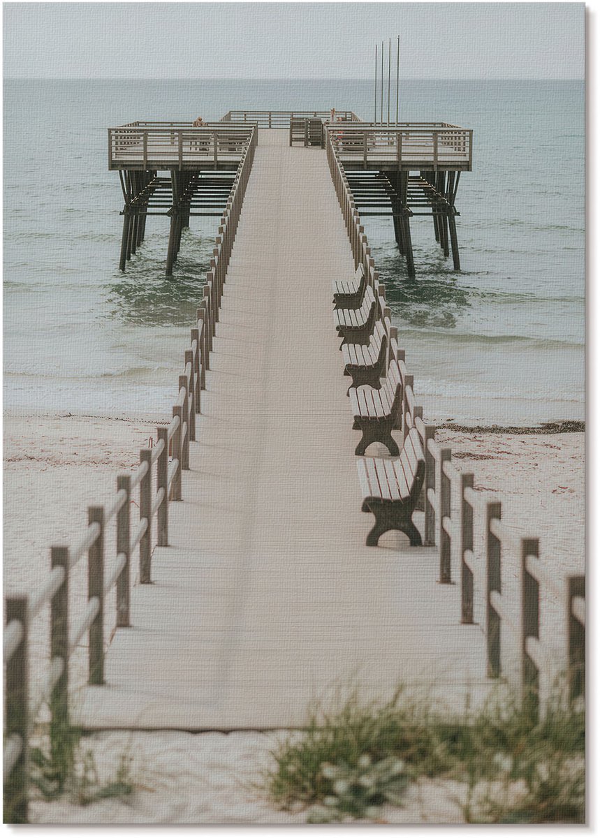 Tulup Polycanvas Wandposter - Een Vredige Pier, Fotografie - A4 - Grijs Kunst - Rechthoek - Canvasposter - Woonkamer, Slaapkamer, Kantoor - Klassiek