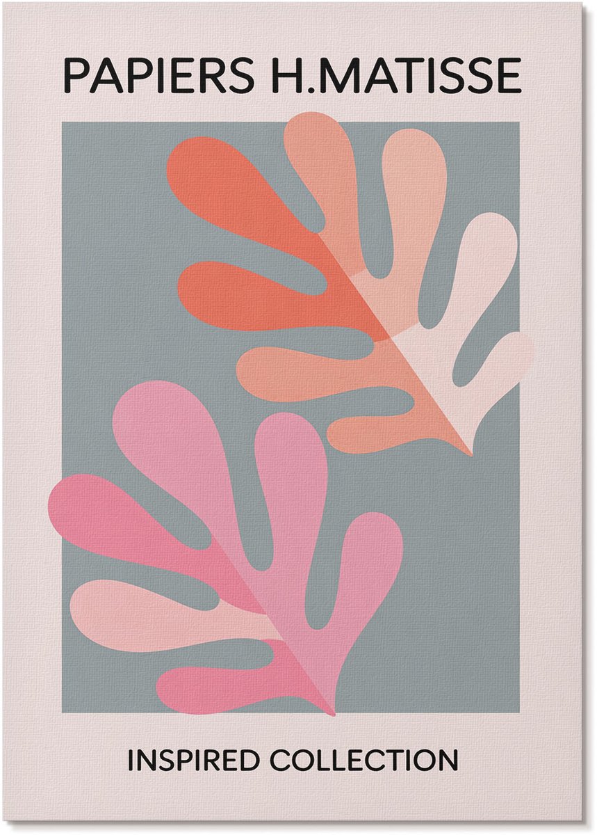 Tulup Polycanvas Wandposter - H. Mattise Inspiratie, Illustratie - A4 - Grijs Wandposter - Rechthoek - Interieurdecoratie - Woonkamer, Slaapkamer, Kantoor - Modern