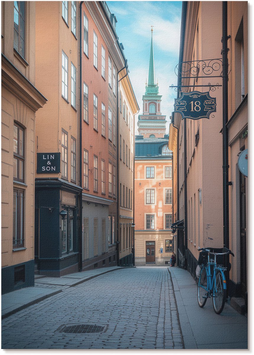Tulup Polycanvas Poster - Stadsstraat, Fotografie - A4 - Beige Wanddecoratie - Rechthoek - Wandkunst - Woonkamer, Slaapkamer, Kantoor - Modern
