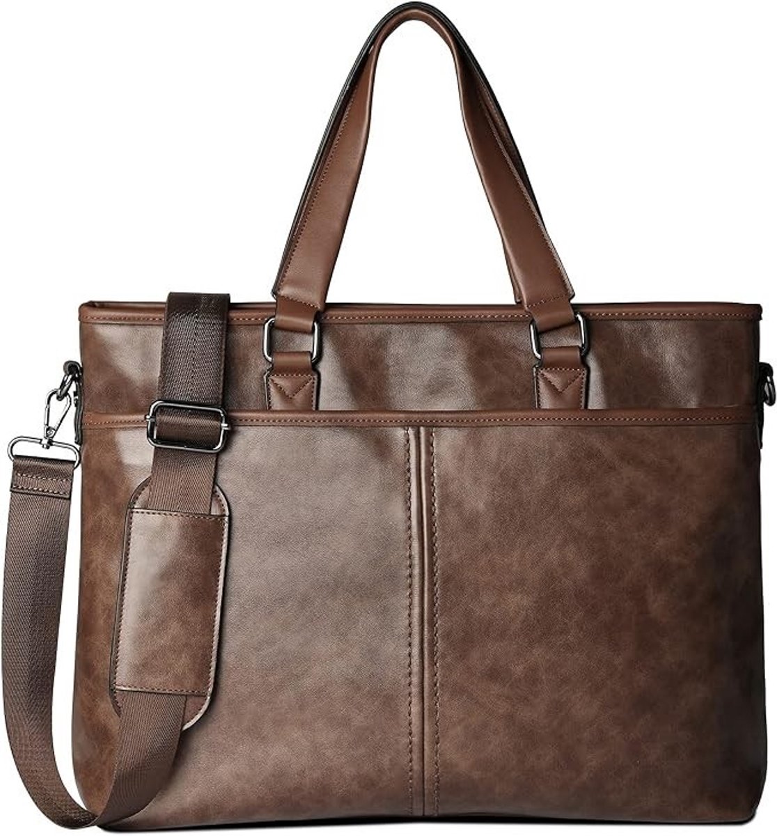 PolkaHome Laptoptas 15,6 inch Waterdicht Kunstleer Schoudertas Vintage