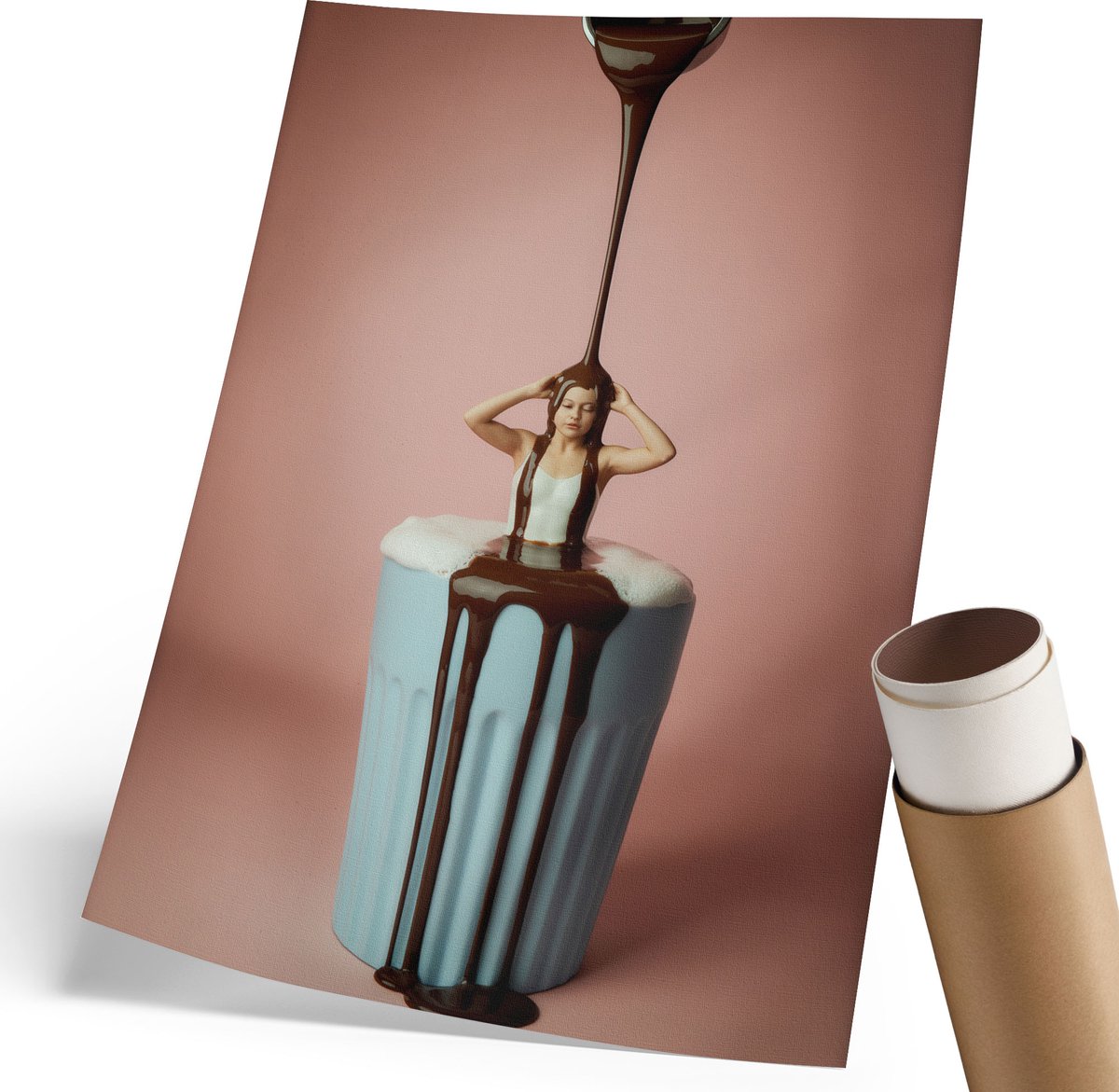 Coloray Canvas Poster Polycanvas - Heerlijke Ontspanning, Illustratie - 210 x 297 mm - Roze Patroon - Rechthoek - Decoratieve poster - Woonkamer, Slaapkamer, Kantoor - Expressief