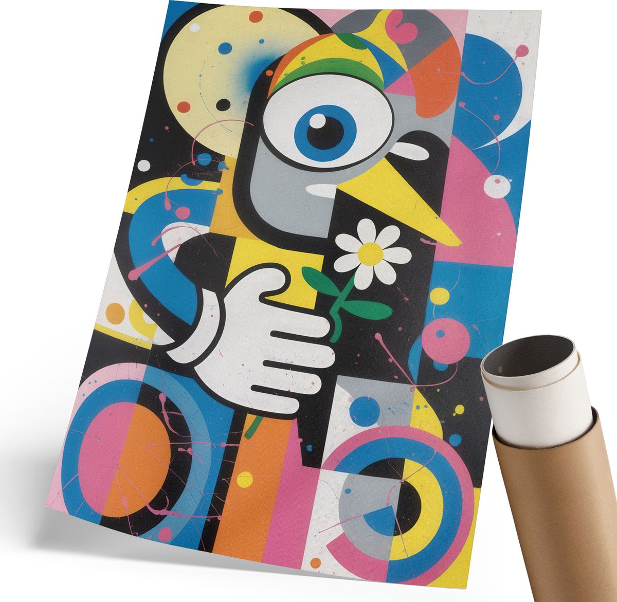 Coloray Polycanvas Poster - Kleurrijk Patroon, Illustratie - 210 x 297 mm - Geel Wandposter - Rechthoek - Wandkunst - Woonkamer, Slaapkamer, Kantoor - Popcultuur