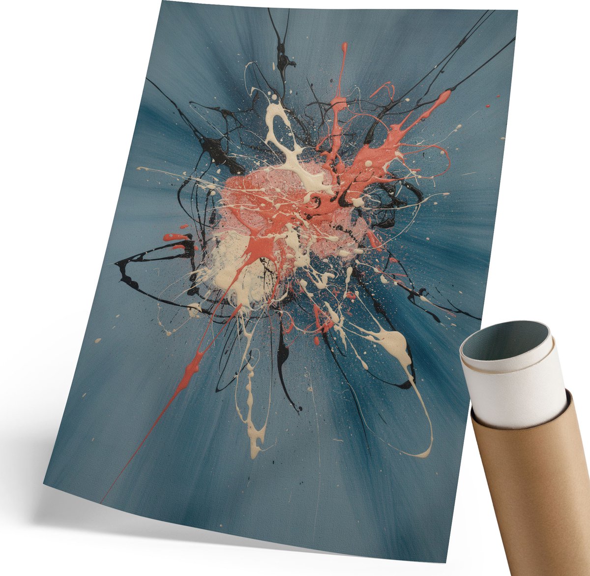 Coloray Polycanvas Poster - Abstracte Explosie, Schilderen - 210 x 297 mm - Blauw Wanddecoratie - Rechthoek - Muurdecoratie - Woonkamer, Slaapkamer, Kantoor - Expressief