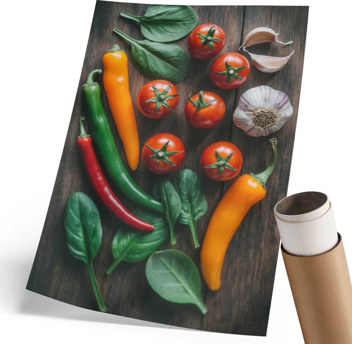Coloray Polycanvas Wandposter - Kleurrijke Groenten, Fotografie - 210 x 297 mm - Groen Kunst - Rechthoek - Wandkunstwerk - Woonkamer, Slaapkamer, Kantoor - Klassiek