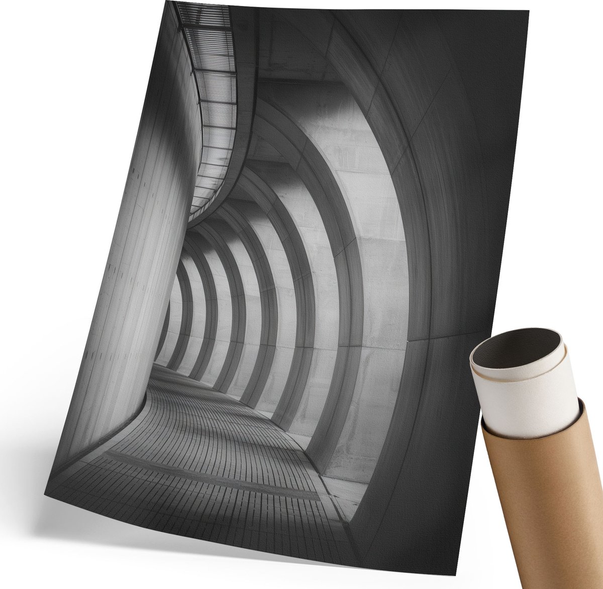 Coloray Polycanvas Poster - Moderne Architectuur, Fotografie - 210 x 297 mm - Zwart-wit Kunst - Rechthoek - Muurdecoratie - Woonkamer, Slaapkamer, Kantoor - Industrieel