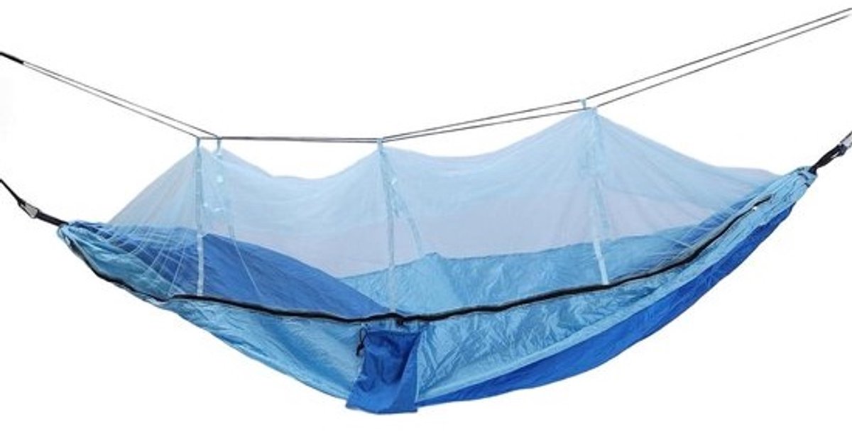 Outdoor hangmat - Kampeerhangmat - Ontspannen buiten - Ademend gaas - 260 x 140 cm - Koningsblauw
