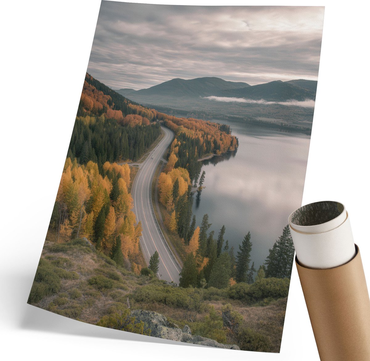 Coloray Polycanvas Poster - Herfstlandschappen, Fotografie - 210 x 297 mm - Geel Motief - Rechthoek - Decoratieve poster - Woonkamer, Slaapkamer, Kantoor - Klassiek