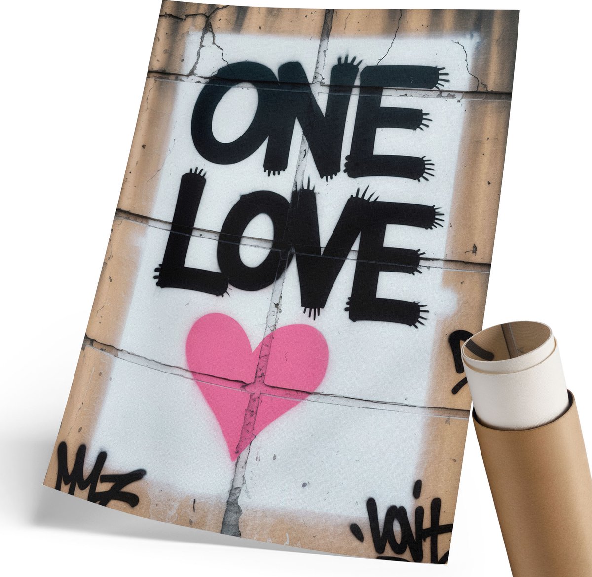 Coloray Canvas Poster Polycanvas - Ik Hou Van Graffiti, Typografie - 210 x 297 mm - Zwart Poster - Rechthoek - Decoratieve poster - Woonkamer, Slaapkamer, Kantoor - Popcultuur