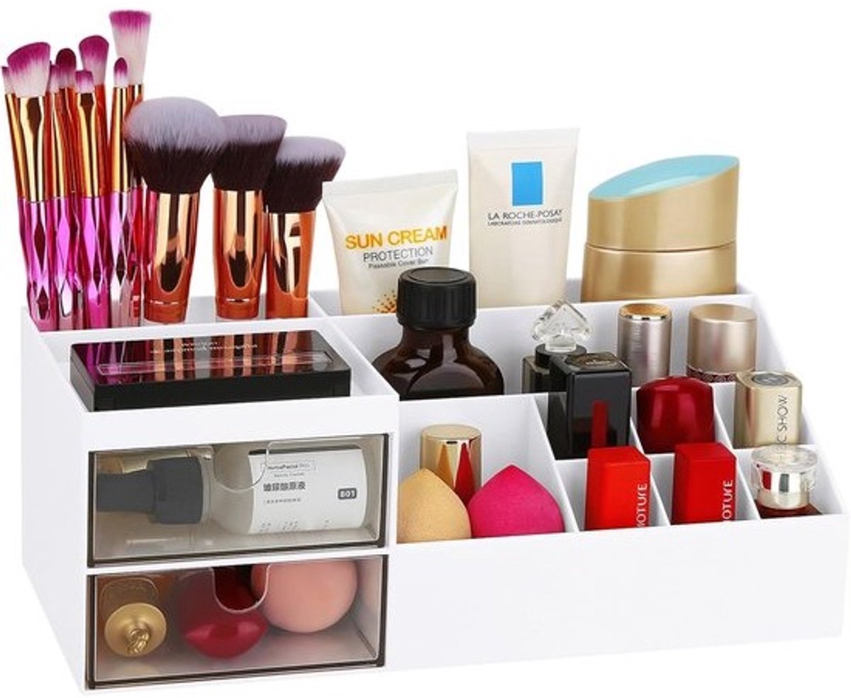 Bureau Organizer - Make-up Opslag - Kantoor Thuis - Stofdicht Ontwerp - 24.5x12x9cm - Wit