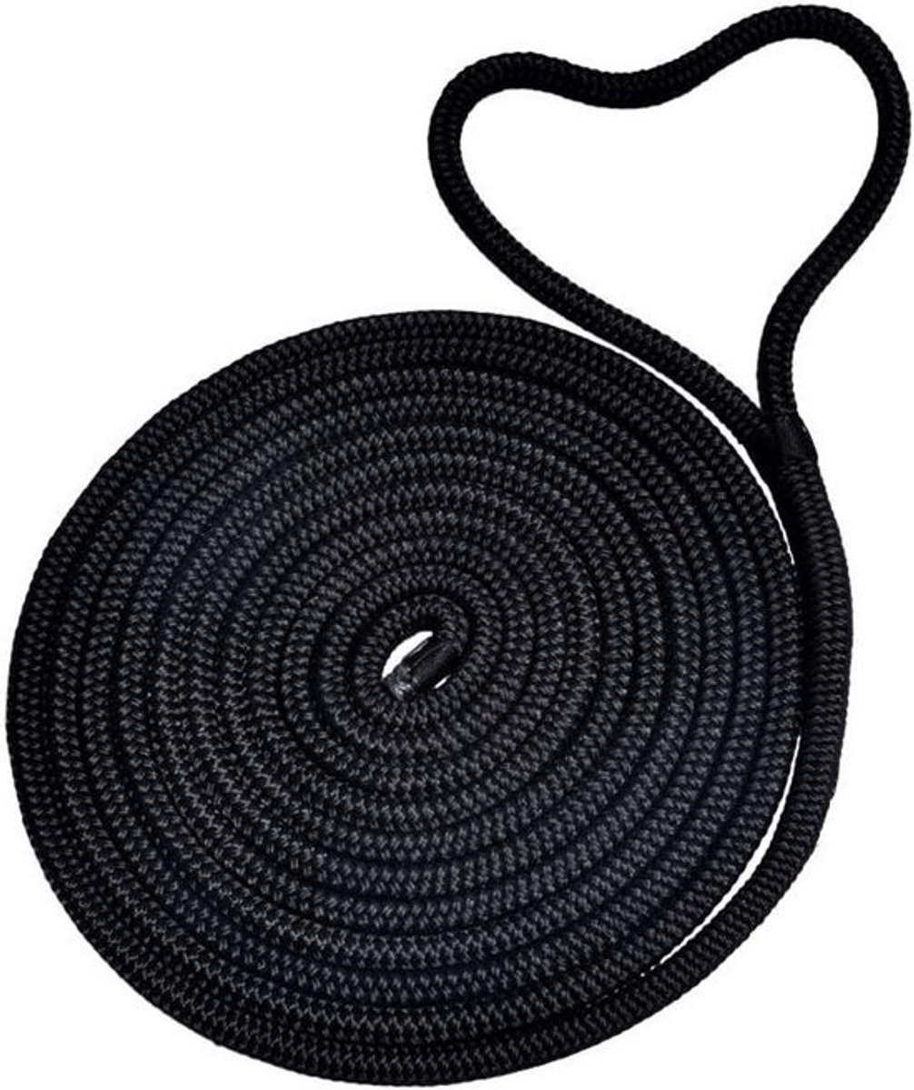 Nylon Bootlijn - Meertouw Ankerlijn - Watersport Gebruik - Dubbelvlochten Structuur - 1/2 Inch X 20 Voet - Zwart