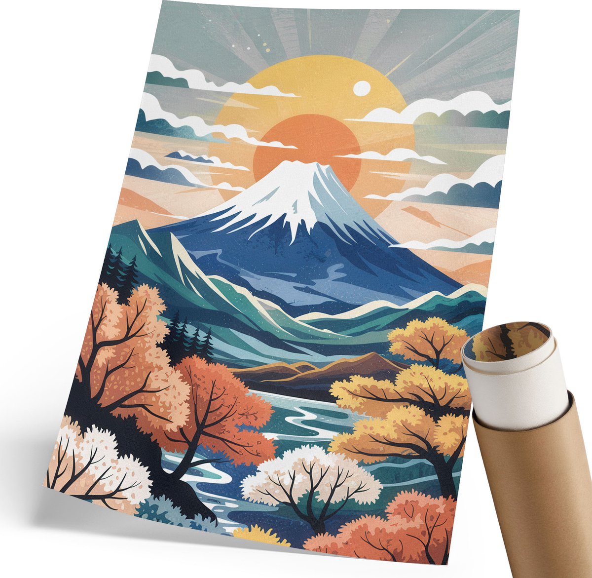 Coloray Polycanvas Wandposter - Architectuurspel, Zwart-wit - 420 x 594 mm - Beige Motief - Rechthoek - Canvasposter - Slaapkamer - Kinder