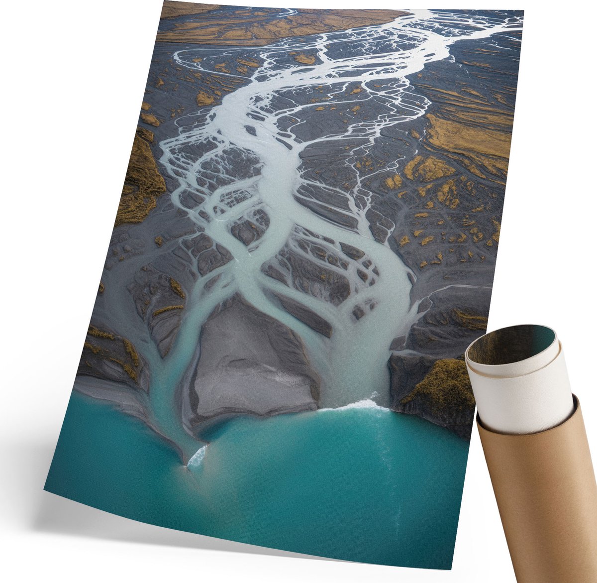 Coloray Polycanvas Wandposter - Winterlandschap, Wit - 210 x 297 mm - Grijs Poster - Rechthoek - Interieurdecoratie - Kantoor - Modern