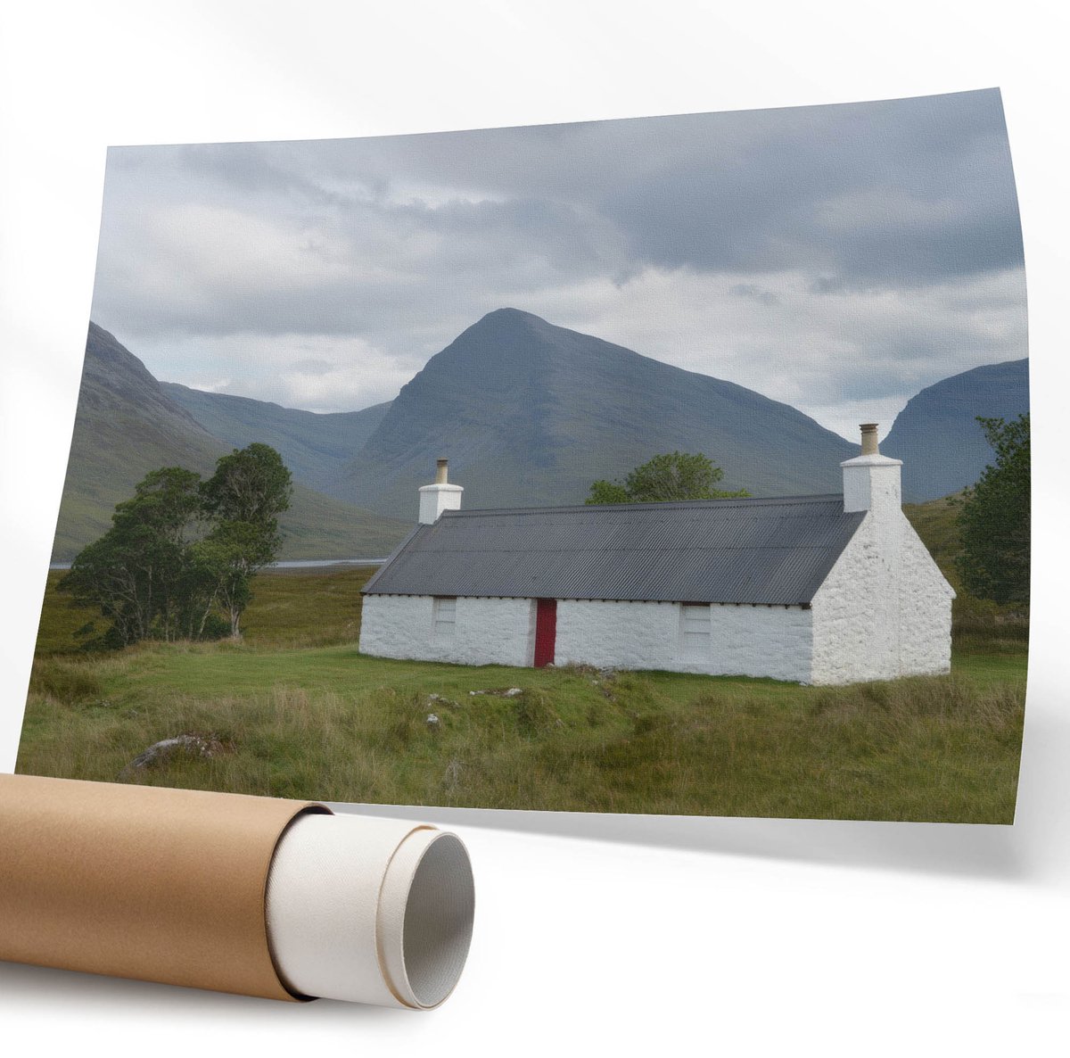 Coloray Polycanvas Wandposter – Berglandschap, Wit – 594 x 840 mm – Crème Design – Rechthoek – Wandkunst – Woonkamer – Klassiek