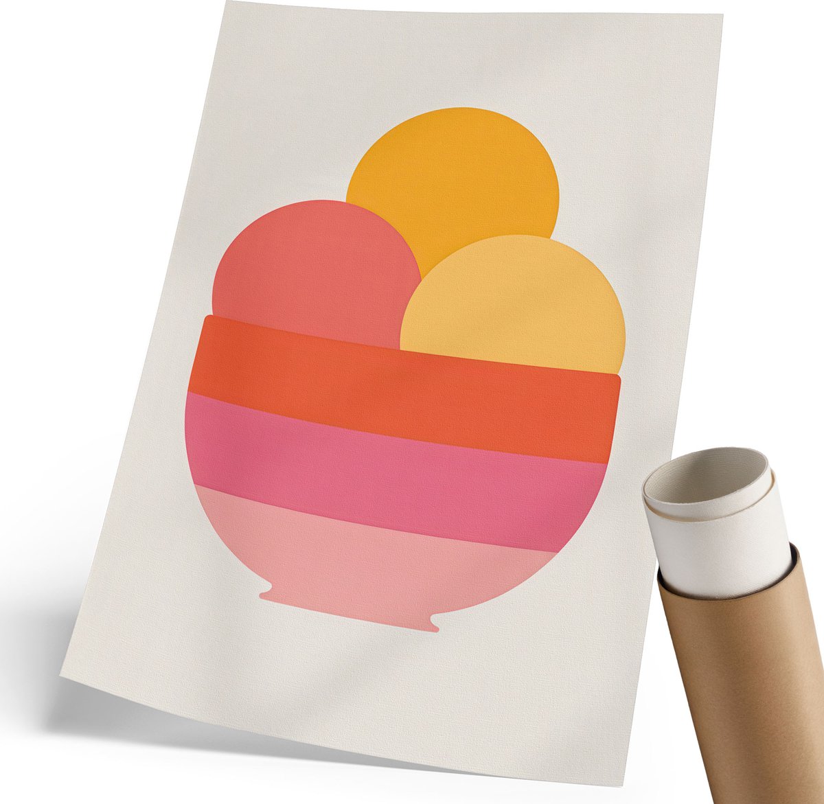 Wallfluent Polycanvas Poster - Geometrische Elegantie, Wit - 297 x 420 mm - Zwart-wit Motief - Rechthoek - Kunstposter - Slaapkamer - Industrieel