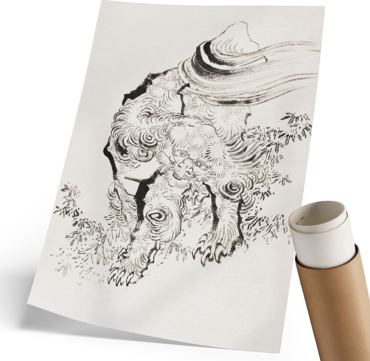 Wallfluent Polycanvas Poster - Bloemenpatroon, Illustratie - 297 x 420 mm - Oranje Wanddecoratie - Rechthoek - Muurdecoratie - Woonkamer, Slaapkamer, Kantoor - Decoratief