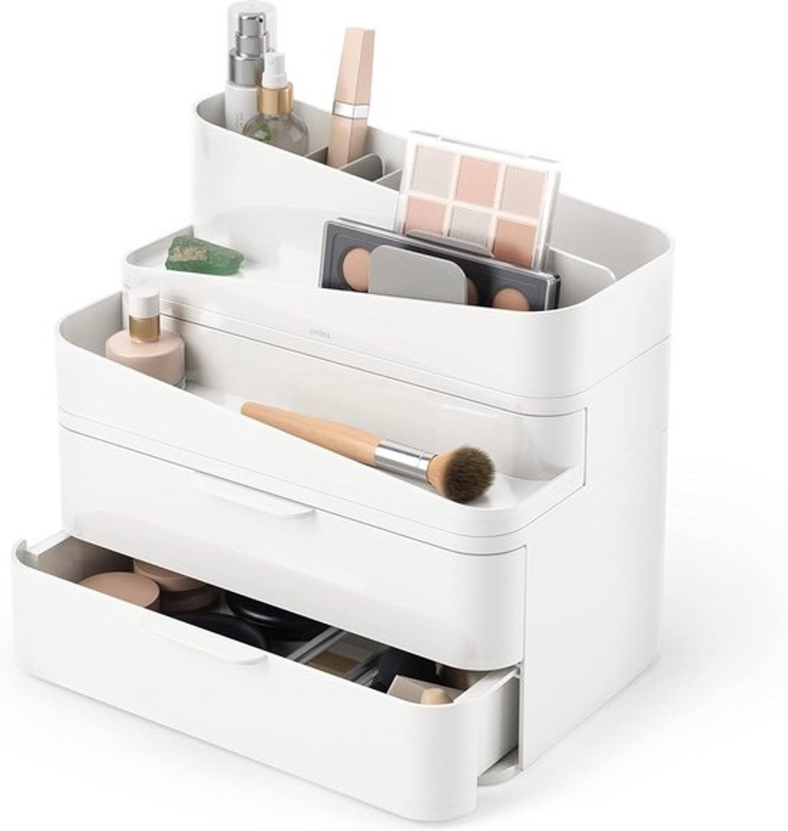 Cosmetica Organizer - Opbergdoos Laden - Make-up Opslag - Modulair Ontwerp - 29x27x21 cm - Wit