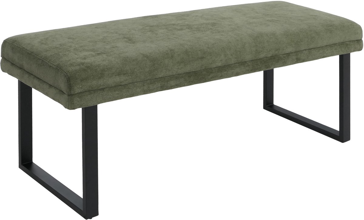 Zitbank MCW-O81, gestoffeerde bank, garderobebank, eetkamerbank, metaal, stof, Oeko-Tex, chenille (310 g/m²), 120 cm ~ groen