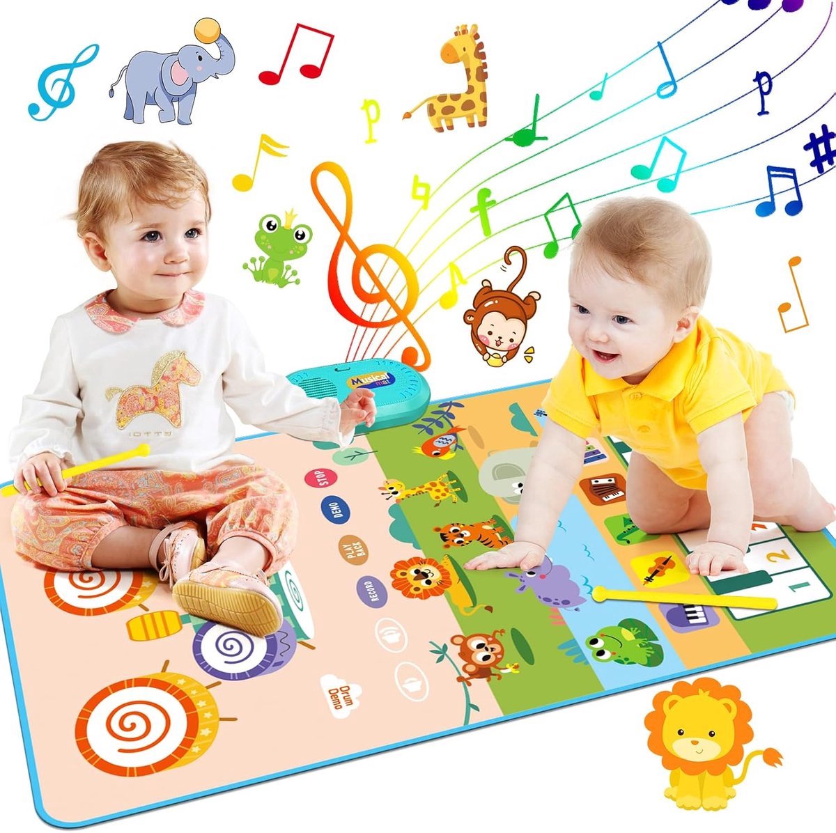 3 in1 Muziekmat - Kinderspeelgoed - Baby Muziekkleed - Pianomat - Speelmat - Dierenpatronen - 80x50 cm - Geschikt voor Vroegonderwijs Speelgoed voor Kinderen