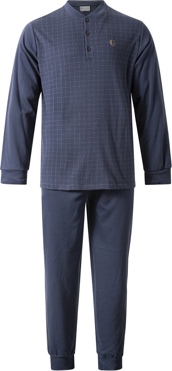 Gentlemen - warme heren pyjama 114326 -interlock, extra aangeruwd - donkerblauw - maat XXL