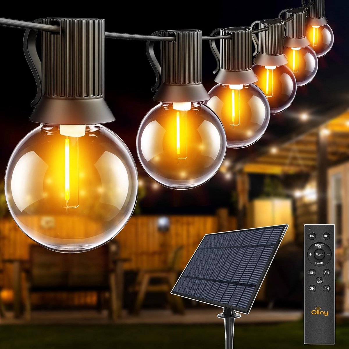 Lichtsnoer 10m - Op Zonne-energie - IP65 Waterdicht - Met Timer - Afstandsbediening