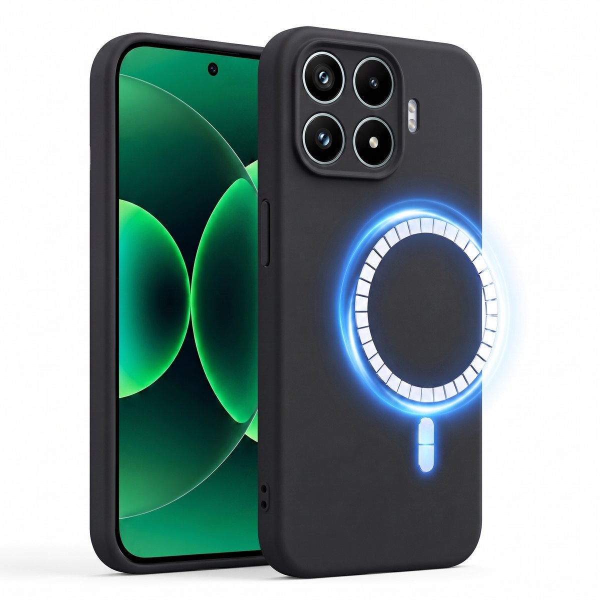 Hoesje geschikt voor Xiaomi 17T Pro - Hoesje geschikt voor Magsafe - Draadloos opladen - Gehard Glas – Zwart