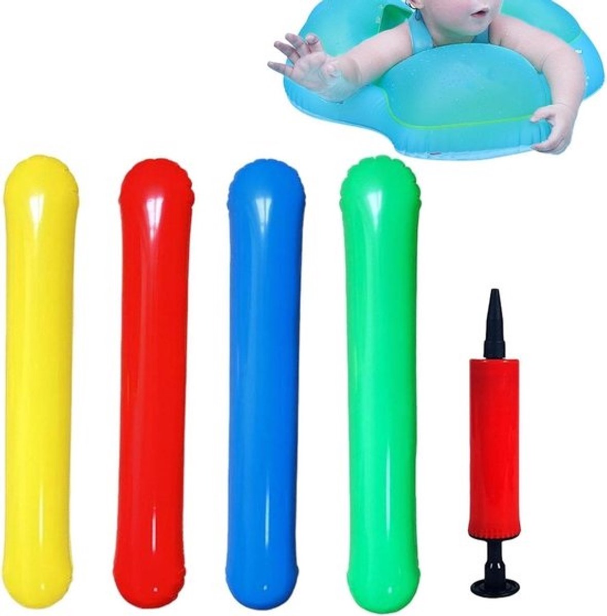 Opblaasbare Zwembad Noodle - Waterdrijver Set - Waterpret Verbeteren - Ergonomisch Gebogen Ontwerp - 60 cm - Blauw