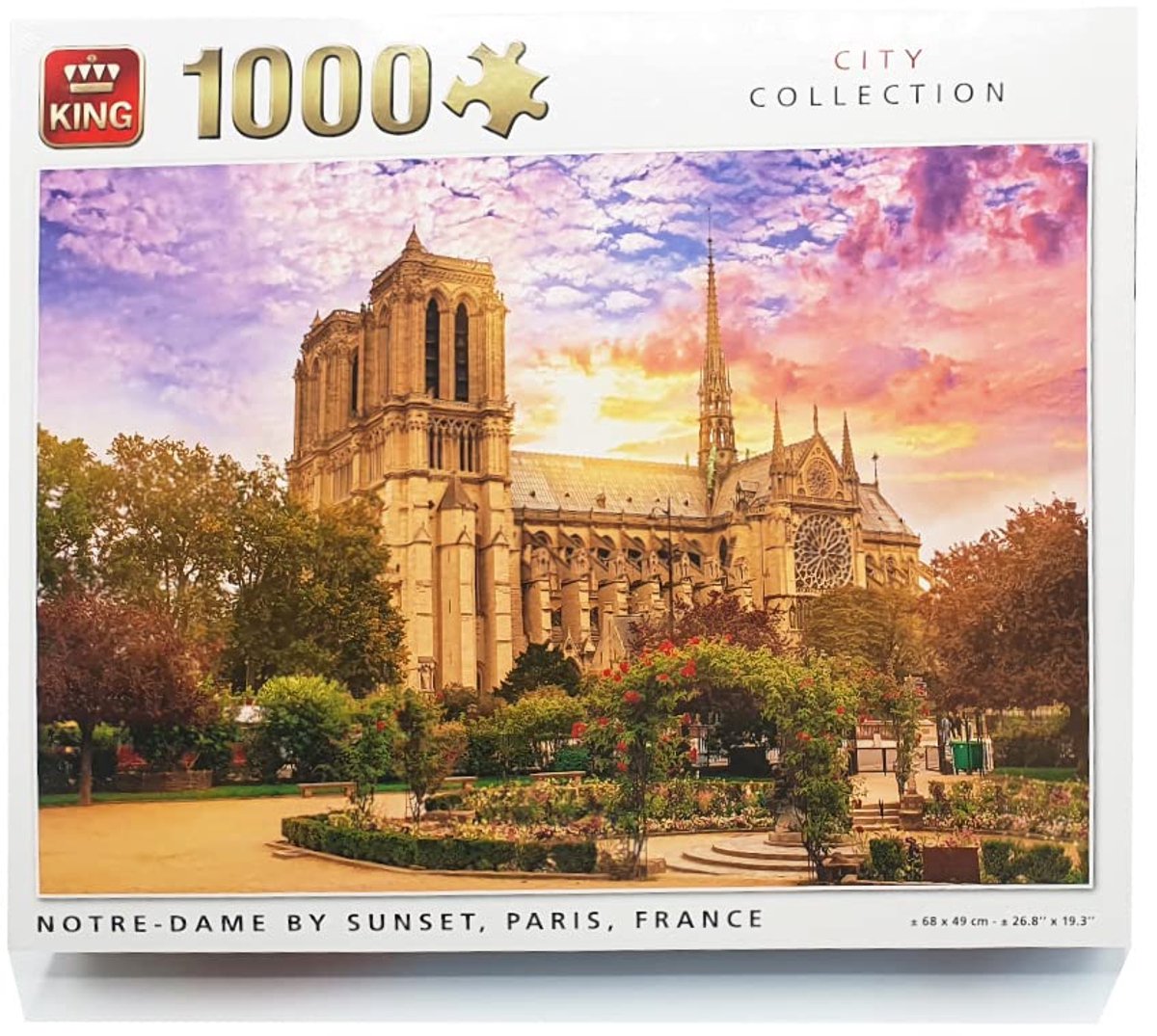 King - Legpuzzel Notre-Dame By Sunset Parijs Frankrijk - Legpuzzel voor volwassen - City Collection 1000 stukjes