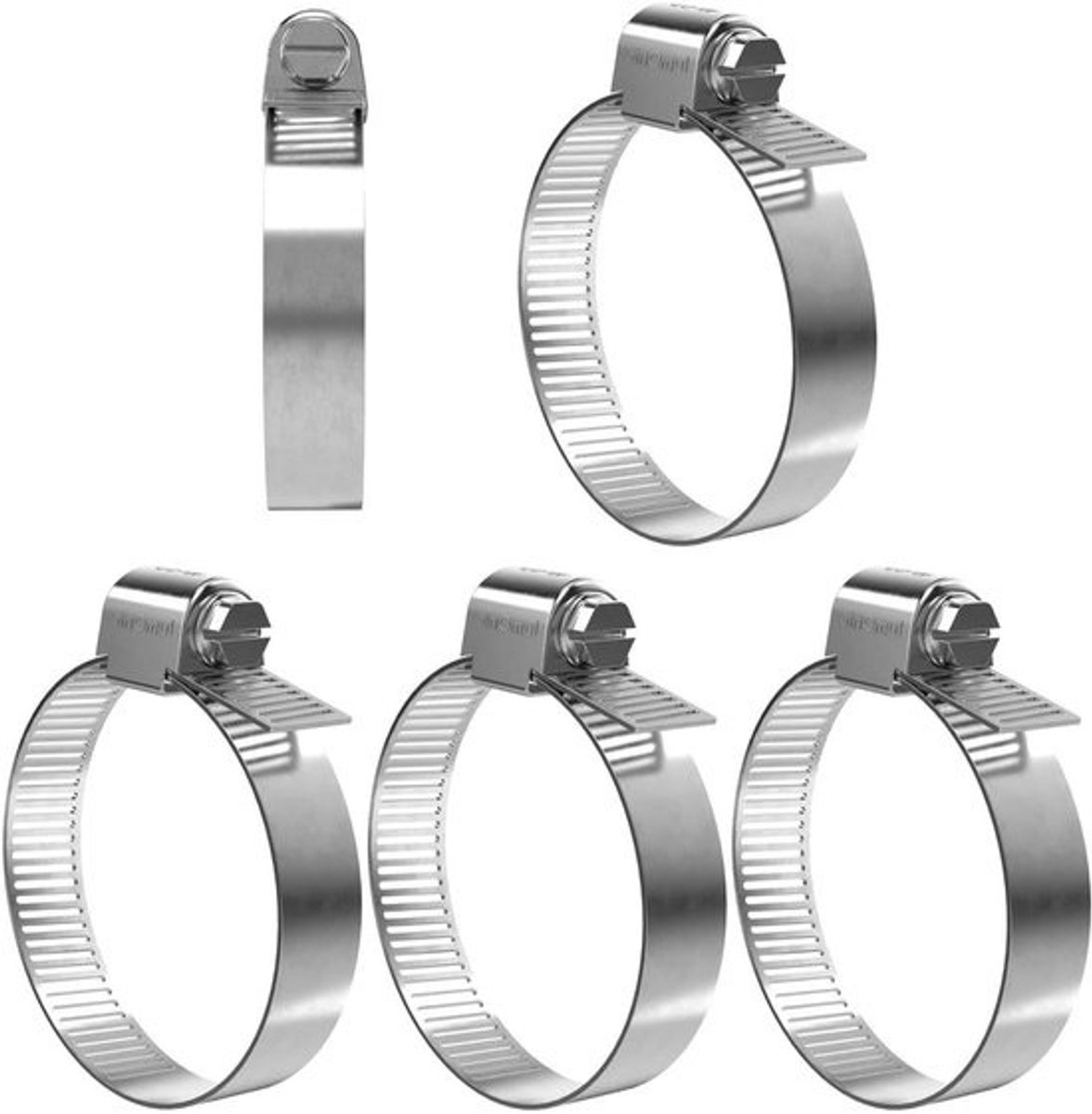 Slangklem Roestvrij Staal - Slangklem Verstelbaar - Slangen Bevestigen - V2A Roestvrij Staal - 40-63mm - Zilver
