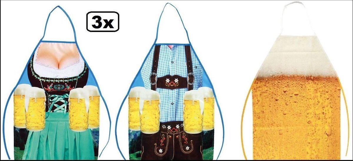 3x Schort Bierfeest Wendy/Anton /Bier - Tirol Oktoberfest Kostuum Apres ski bierfeest gele rakker