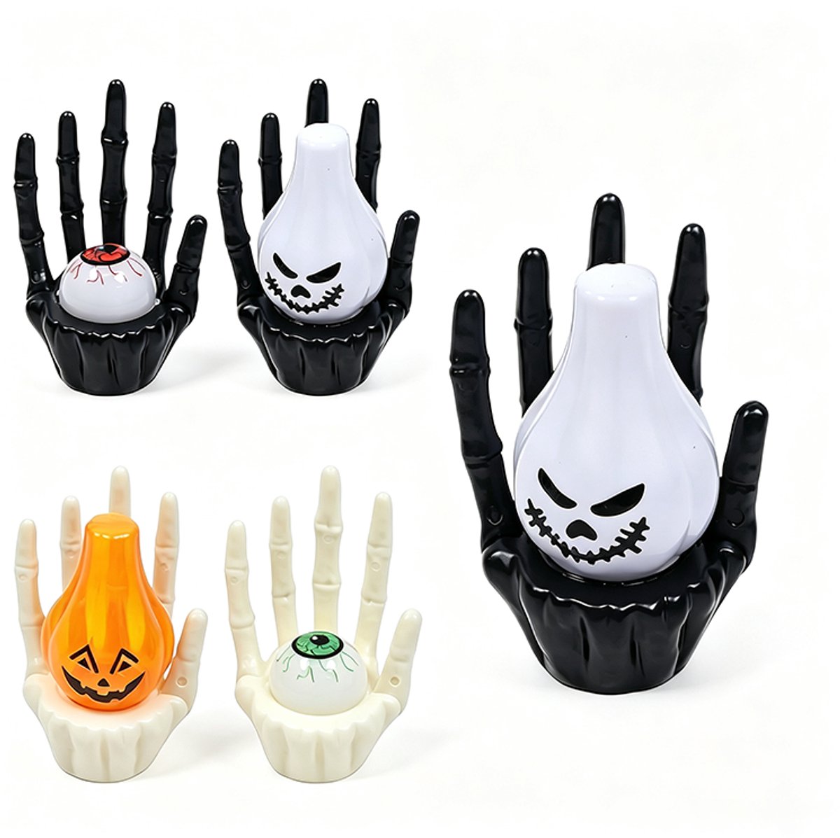 4 stuks - LED-kaarsen - Halloweenkaarsen - Waterdichte LED-lampjes - Halloweenversieringen - Spinnen- en oogbolontwerpen - Geschikt voor binnen- en buitengebruik - Werkt op batterijen - Te gebruiken voor paas- en Halloweenversieringen.