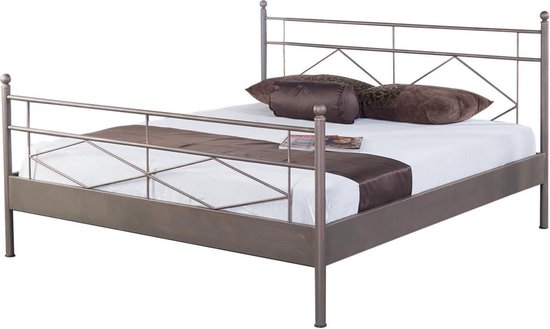 Bed Box Wonen - Metalen bed Maria - 140x200 - zwart/zilver