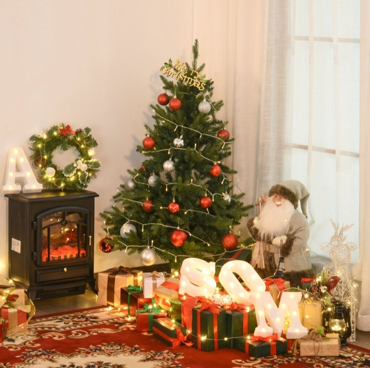 REDOM - Kerstboom - Kunstkerstboom met 657 takpunten - Gelaagde structuur - Inklapbare metalen standaard - Groen - Ø85 x 120 cm