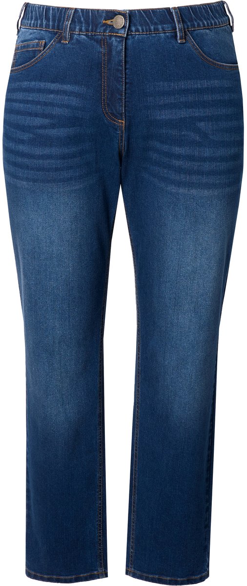 Ulla Popken - Dames - Boyfriend jeans 5-pocketmodel comfortabele tailleband - Blauw denim - Maat 62