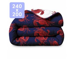 HappyBed Dekbed zonder overtrek 240x200 - Wasbaar Dekbed - Bedrukt dekbed zonder hoes - Hoesloos Dekbed - Lits Jumeaux - Costal Crab