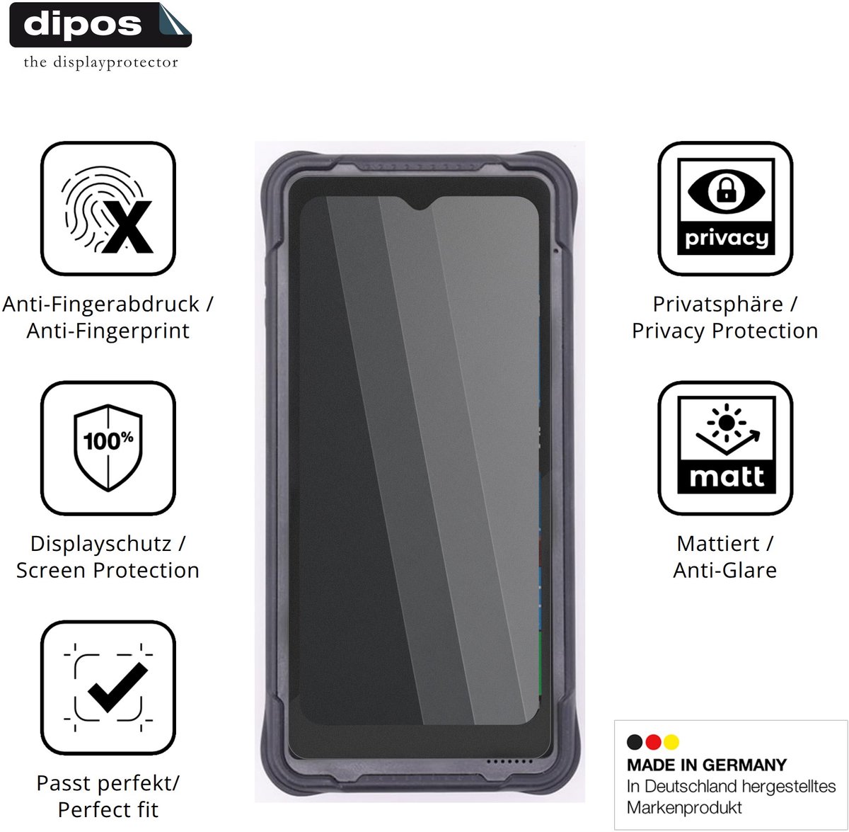 dipos – Matte Privacy Screenprotector geschikt voor ONERugged I61J | Anti-Spy Beschermfolie